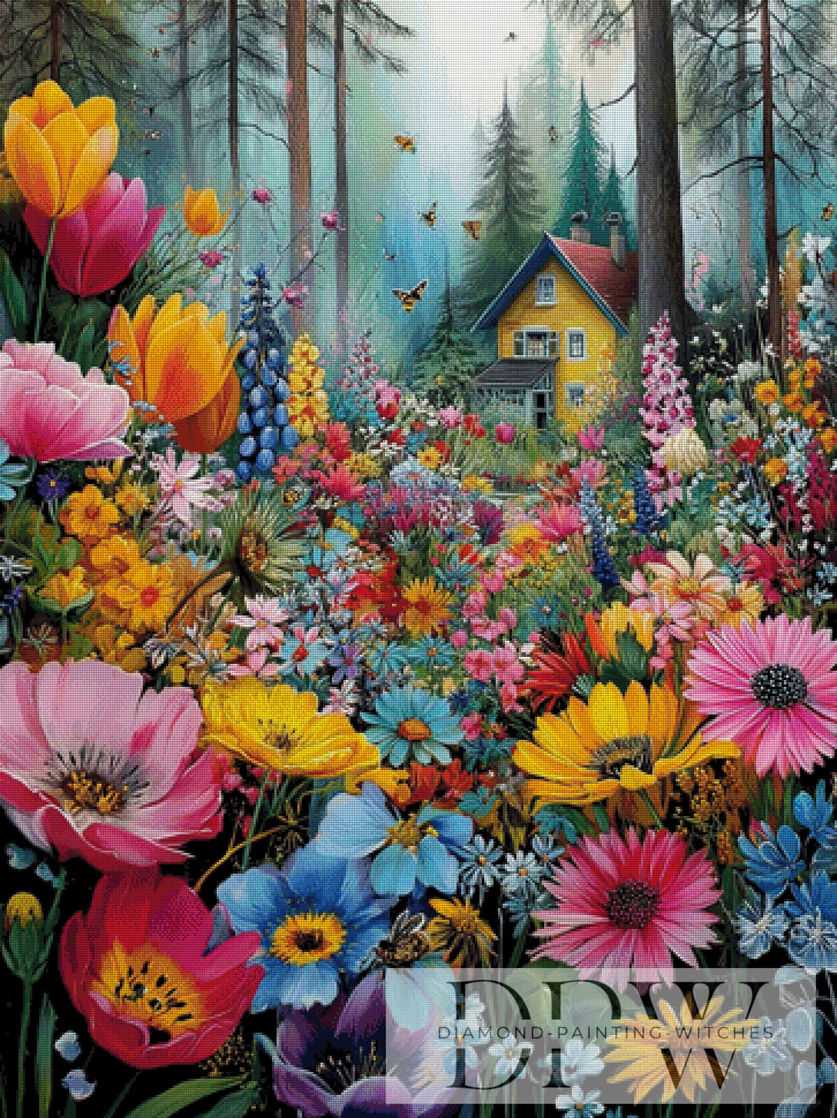 Flower House in the Forest by QN with 390 colors