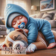 Baby mit Pitbull by CreatiVart mit 230 Farben