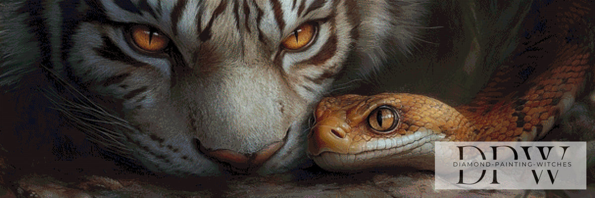 White Tiger vs. Brown snake by Pixxel Pics mit 110 Farben