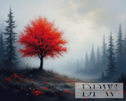 Roter Baum im Nebel by QN mit 155 Farben