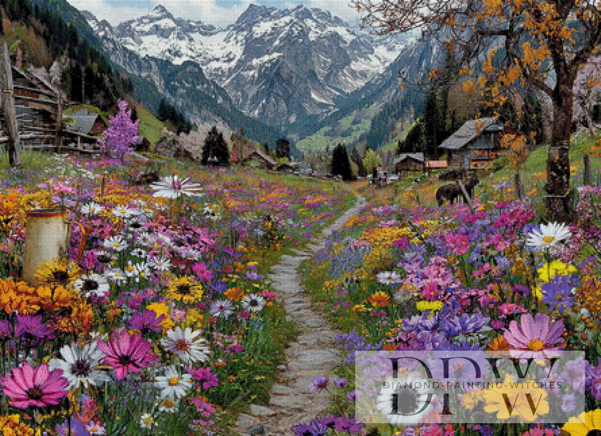 In the Flower Valley by moonlight with 300 colors