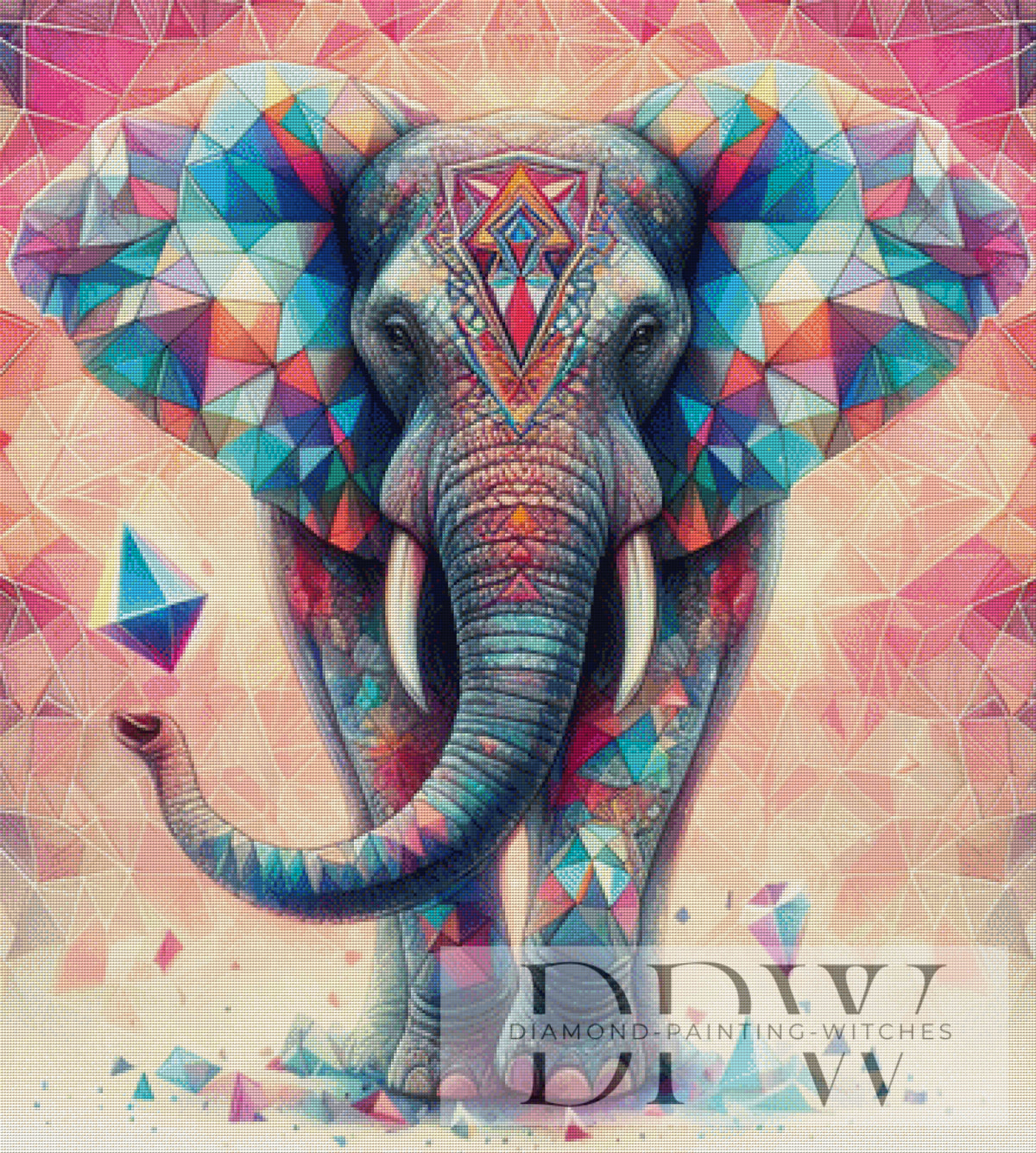 Mosaik Elefant by Moonlight, mit 300 Farben