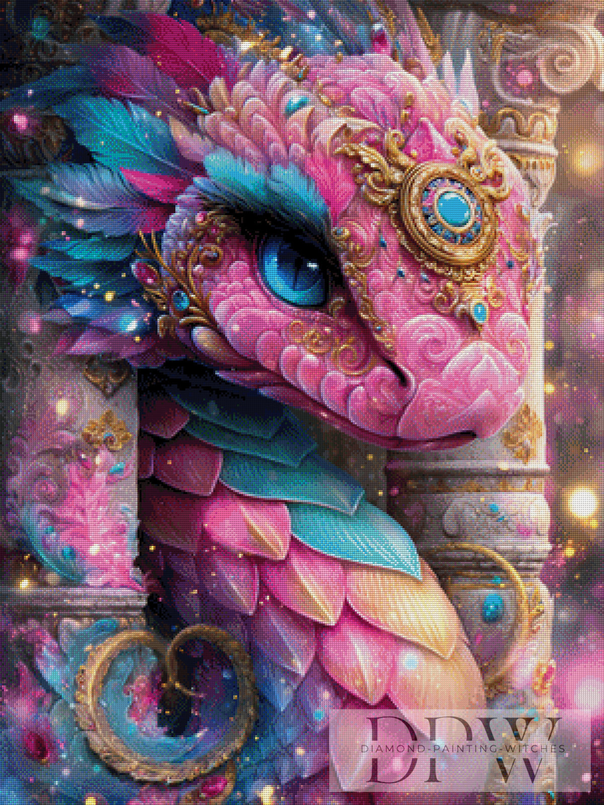 Pink Dragon by Elly_A.I. with 310 colors