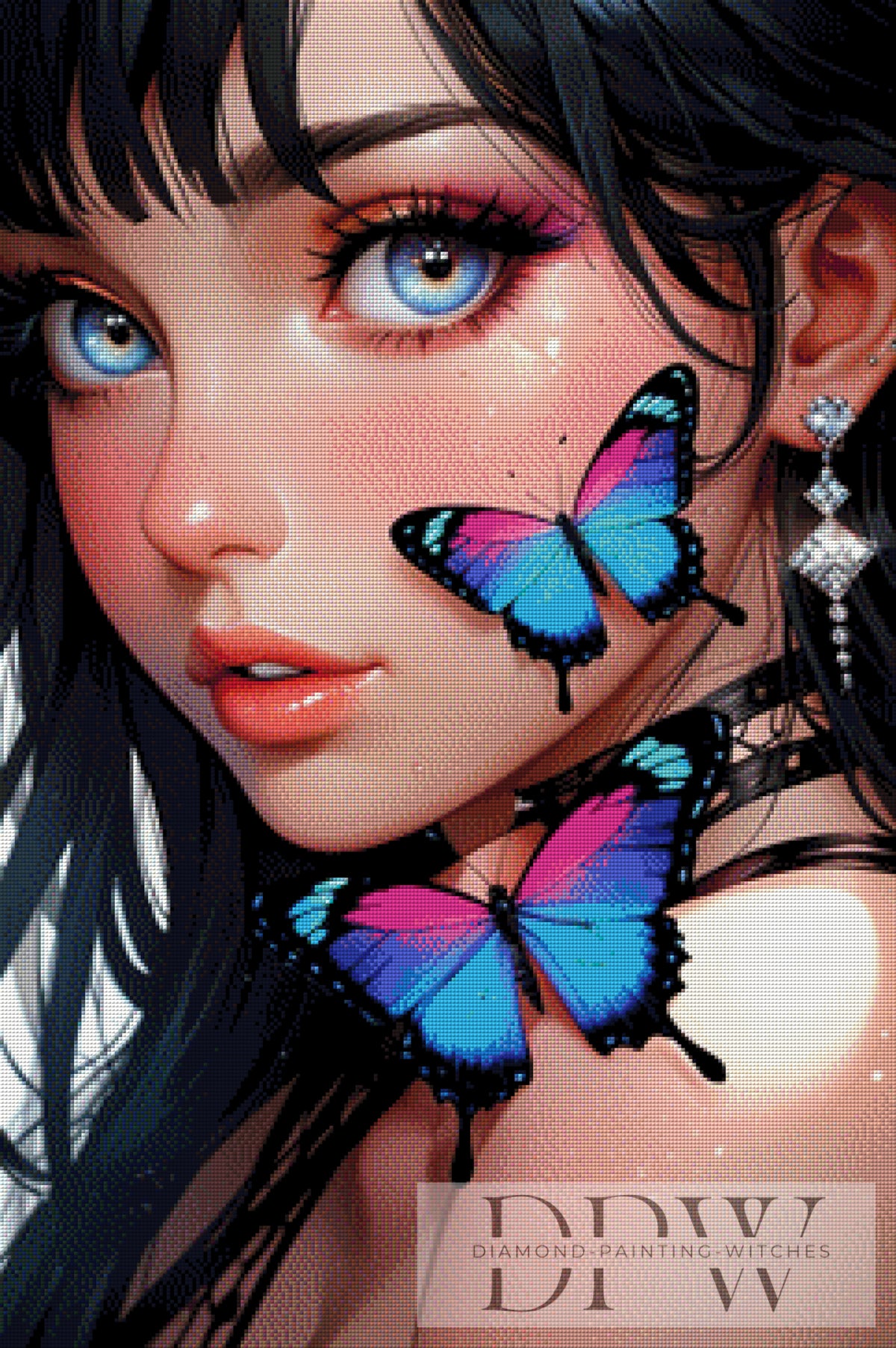 Blue Eyes and Butterflies by CreatiVart with 220 colors