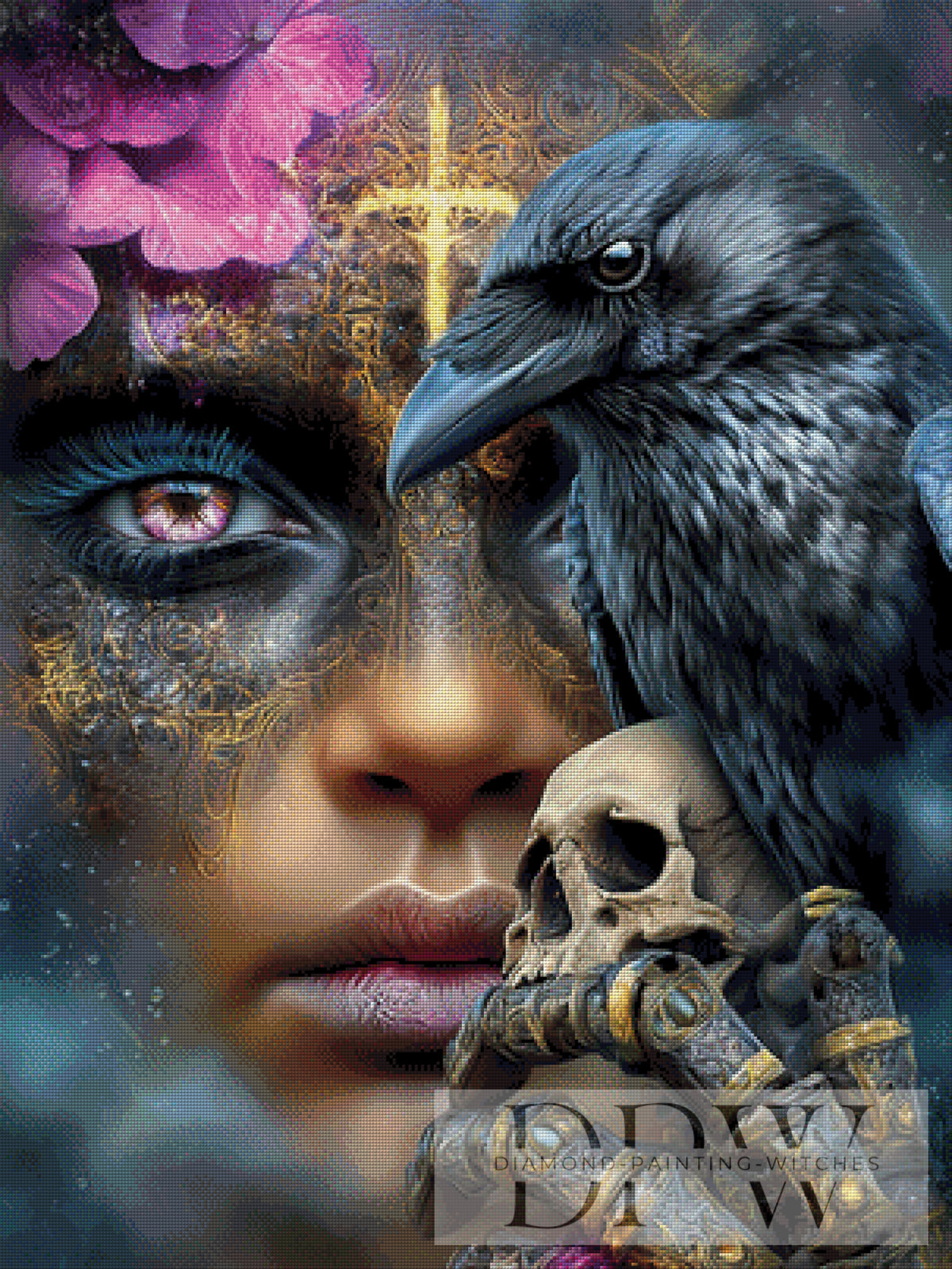 Woman and Raven by Elly_A.I with 230 colors