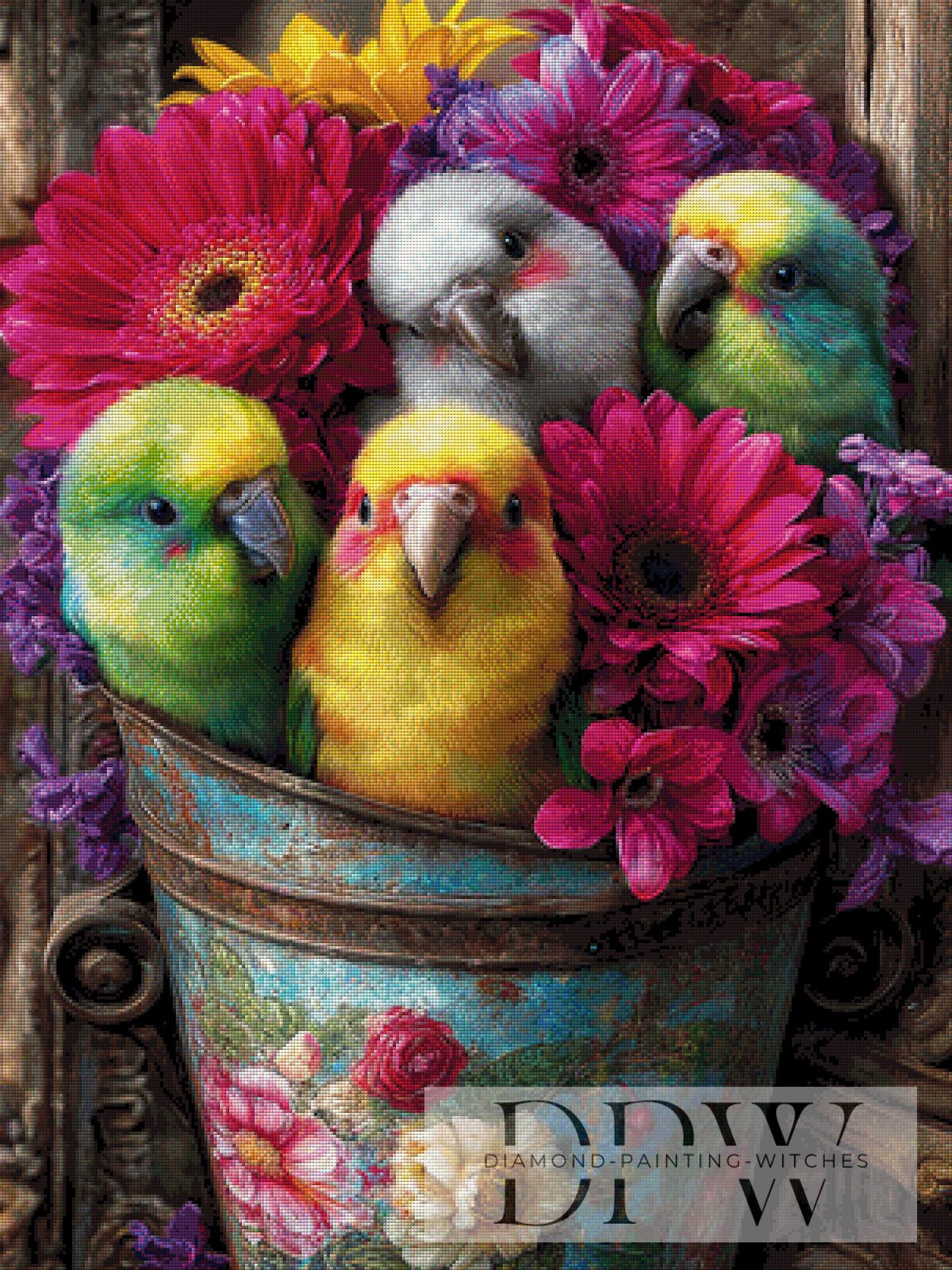 The funny colorful birds by Elly_A.I with 370 colors