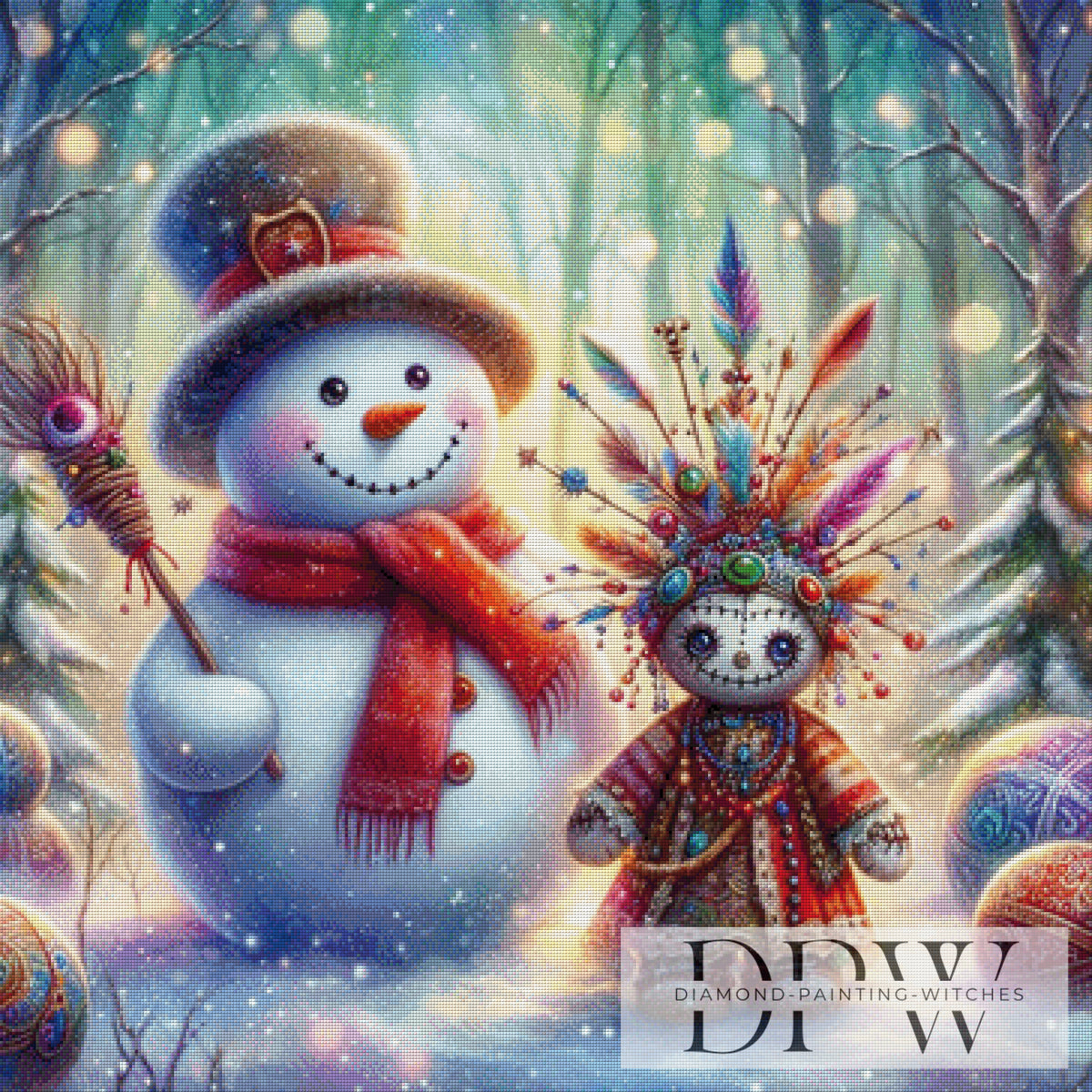Snowman with Voodoo by Lisa Morgan with 310 colors