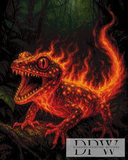 Fire Dino by moonlight with 70 colors