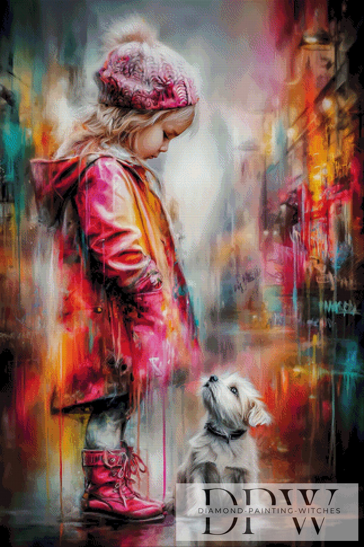 Happy Girl with her Dog by Catill with 340 colors