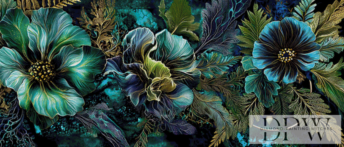 Abstract petrol flora by Pixxel Pics mit 220 Farben