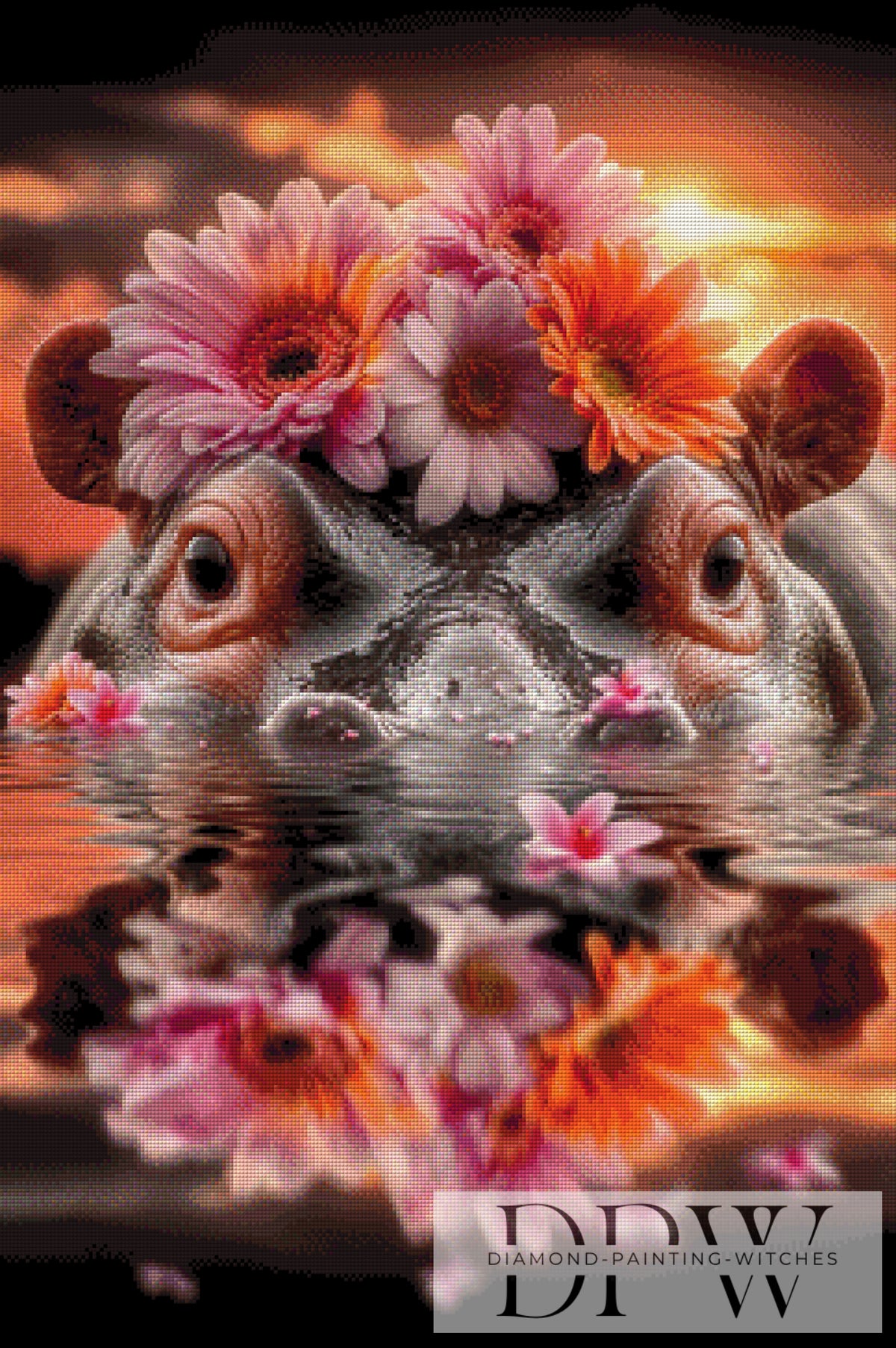 Flower Hippopotamus by theA.art with 210 colors