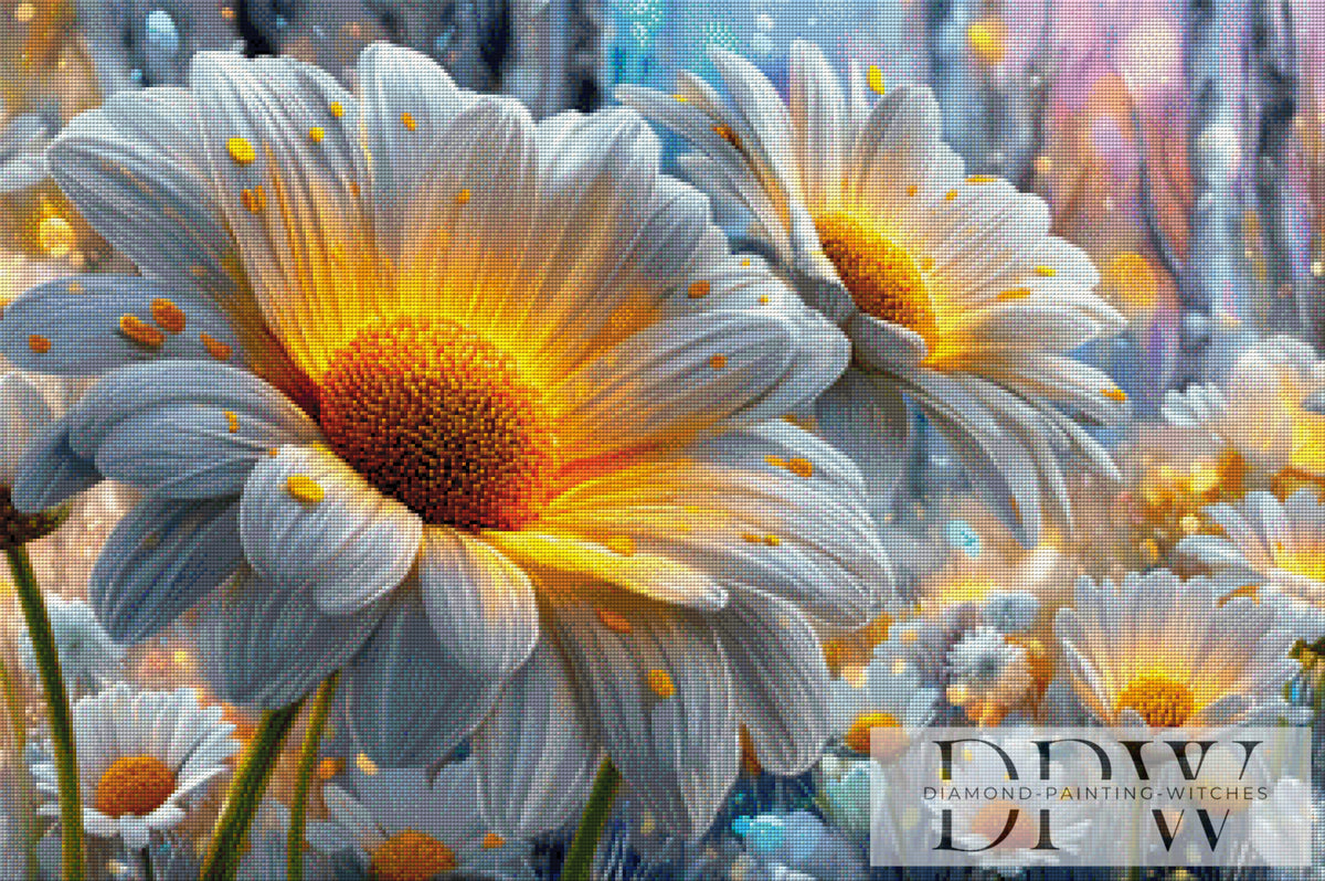CreatiVartによる「Weiße Blumen I」、270色使用