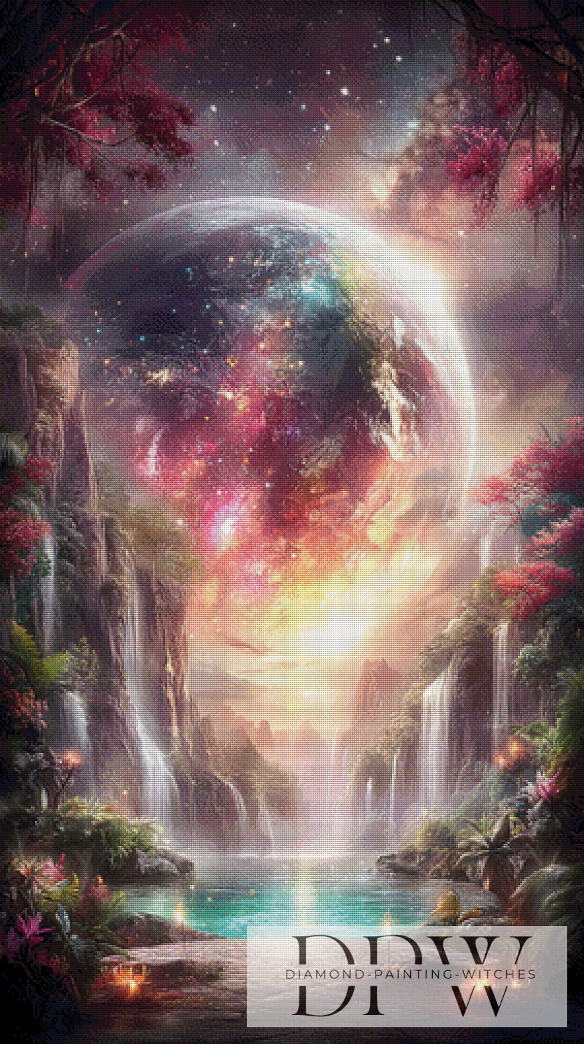 Waterfall under the full moon by ellufija with 260 colors