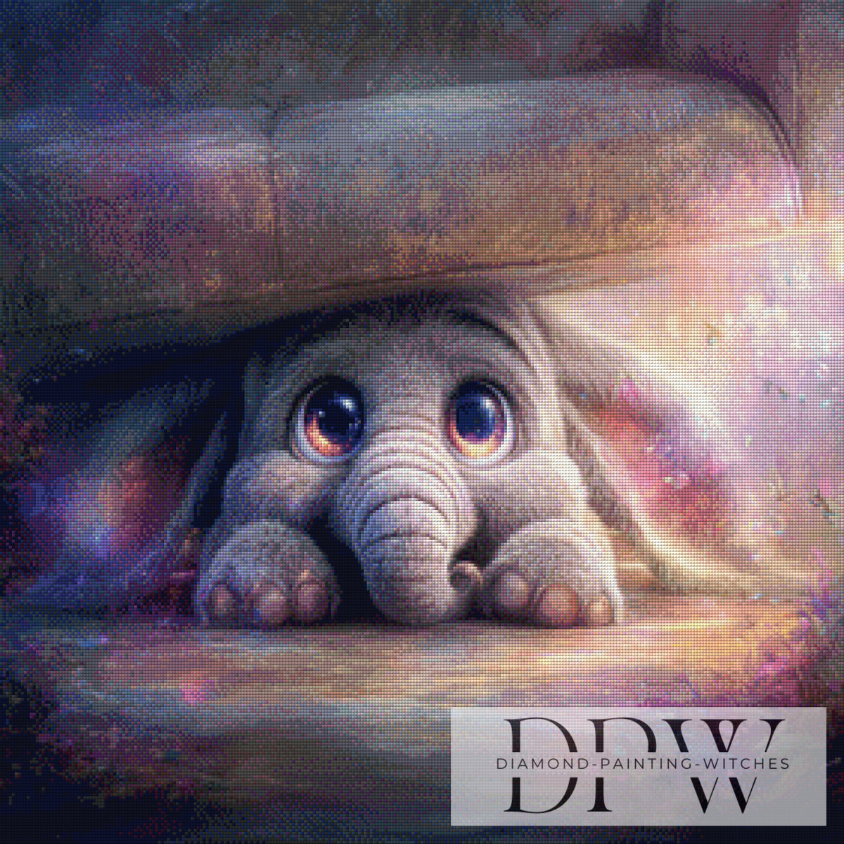 Elephant under the sofa by ellufija with 150 colors