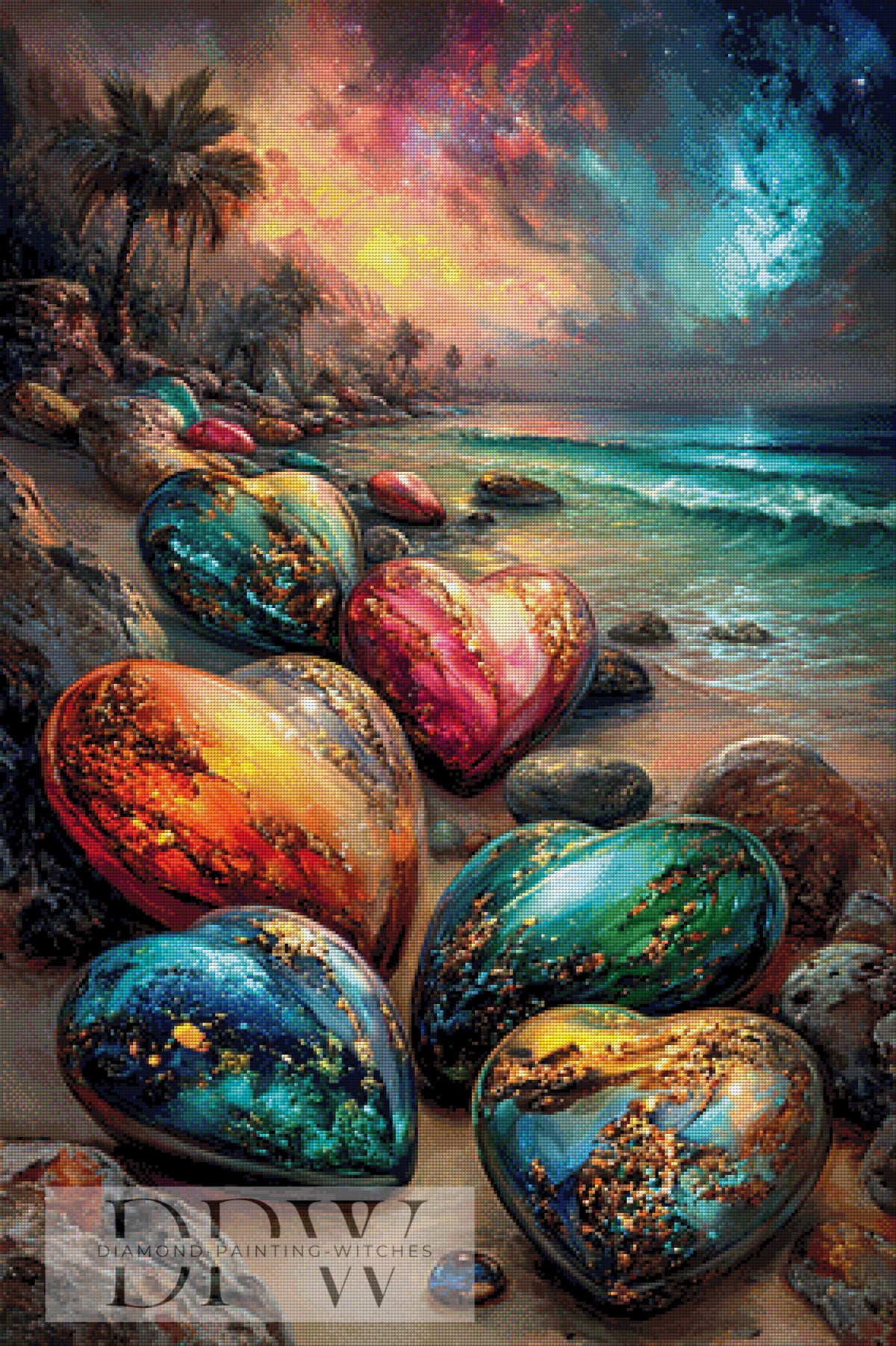 Hearts on the Beach by Catill with 340 colors