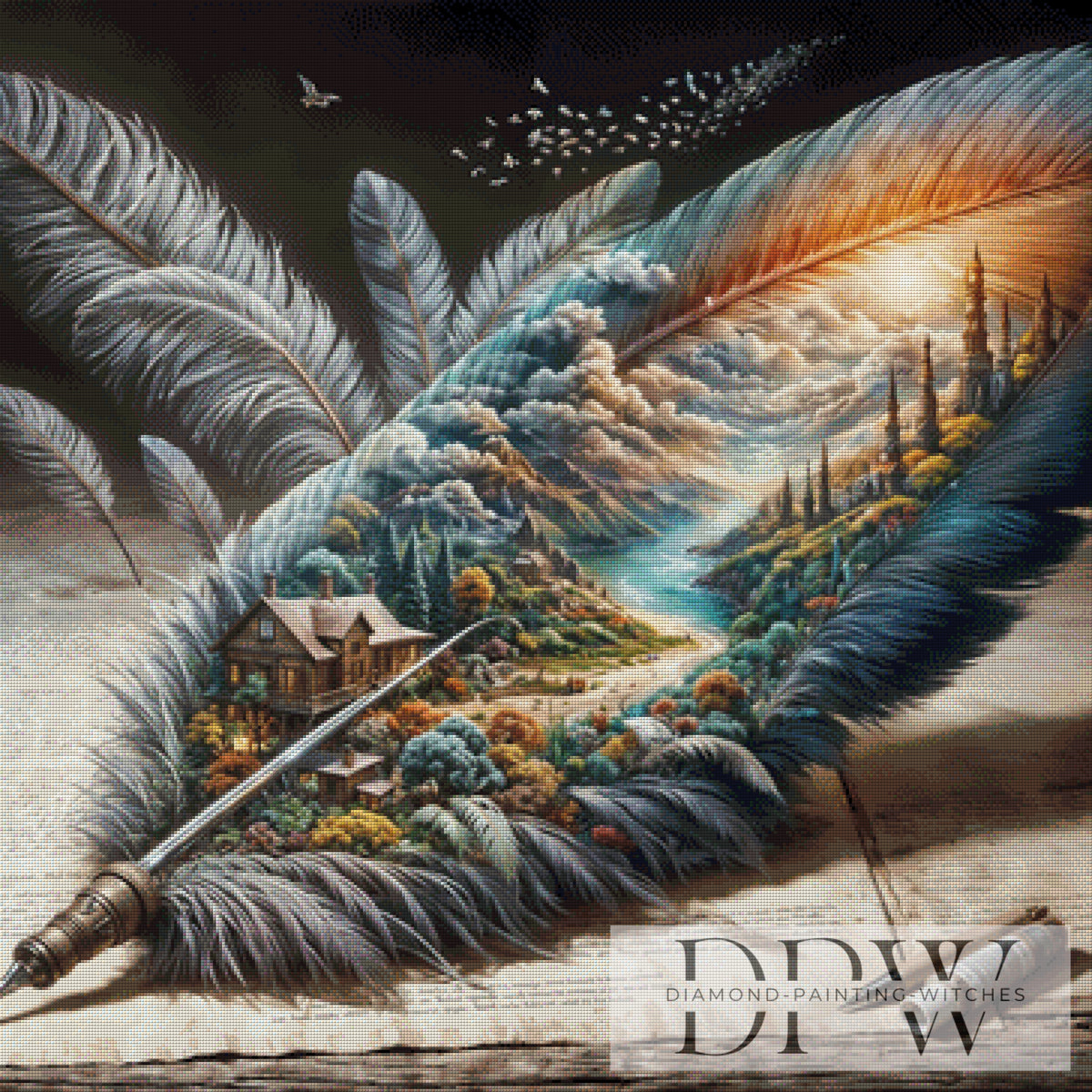 Pixxel Picsによる「Landscape in a Feather」、200色使用