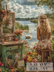 Painting by the Lake by Moonlight with 230 colors