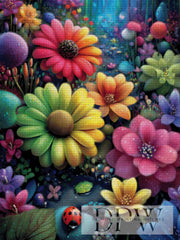 Brightly colored flower meadow by QN with 380 colors