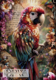 Vintage Colorful Parrot by ellufija with 300 colors