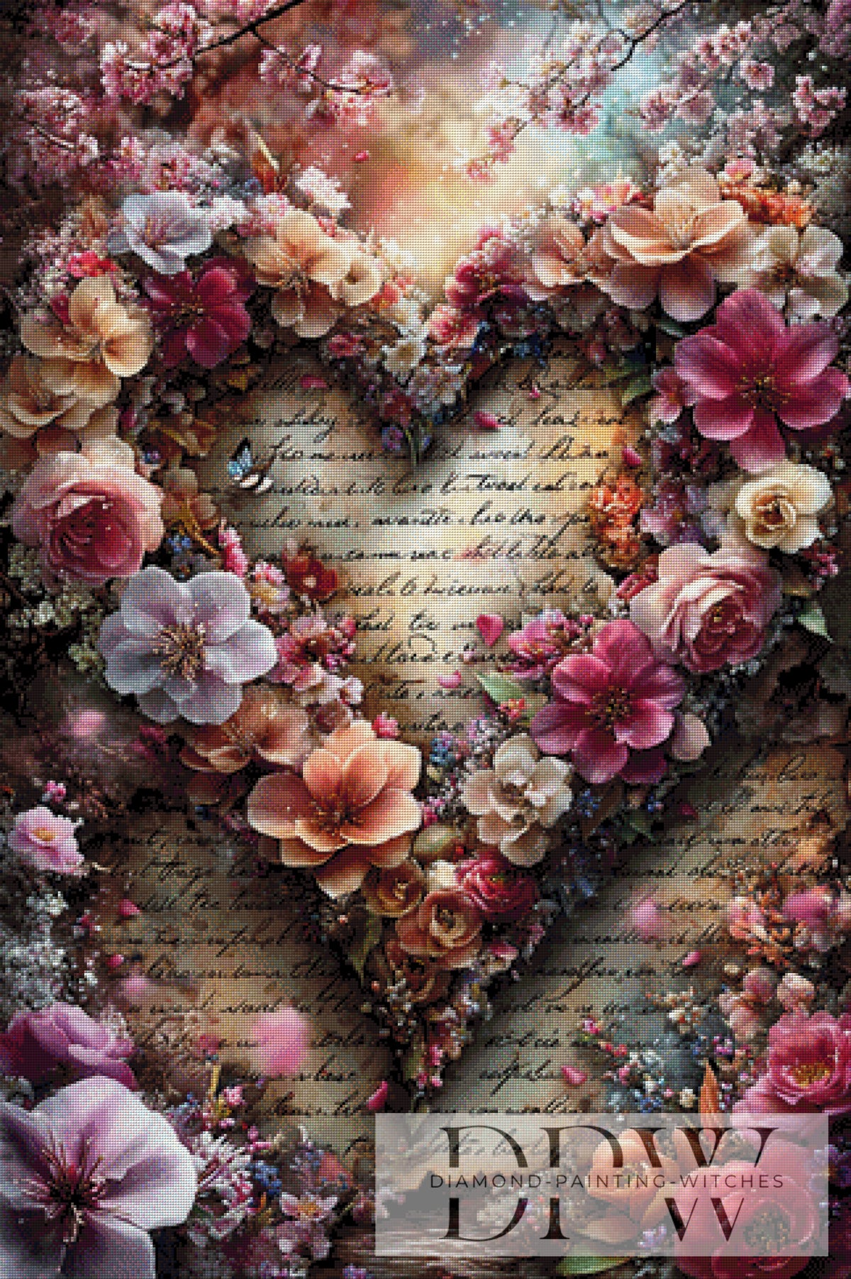 Vintage Flower Heart by ellufija with 300 colors
