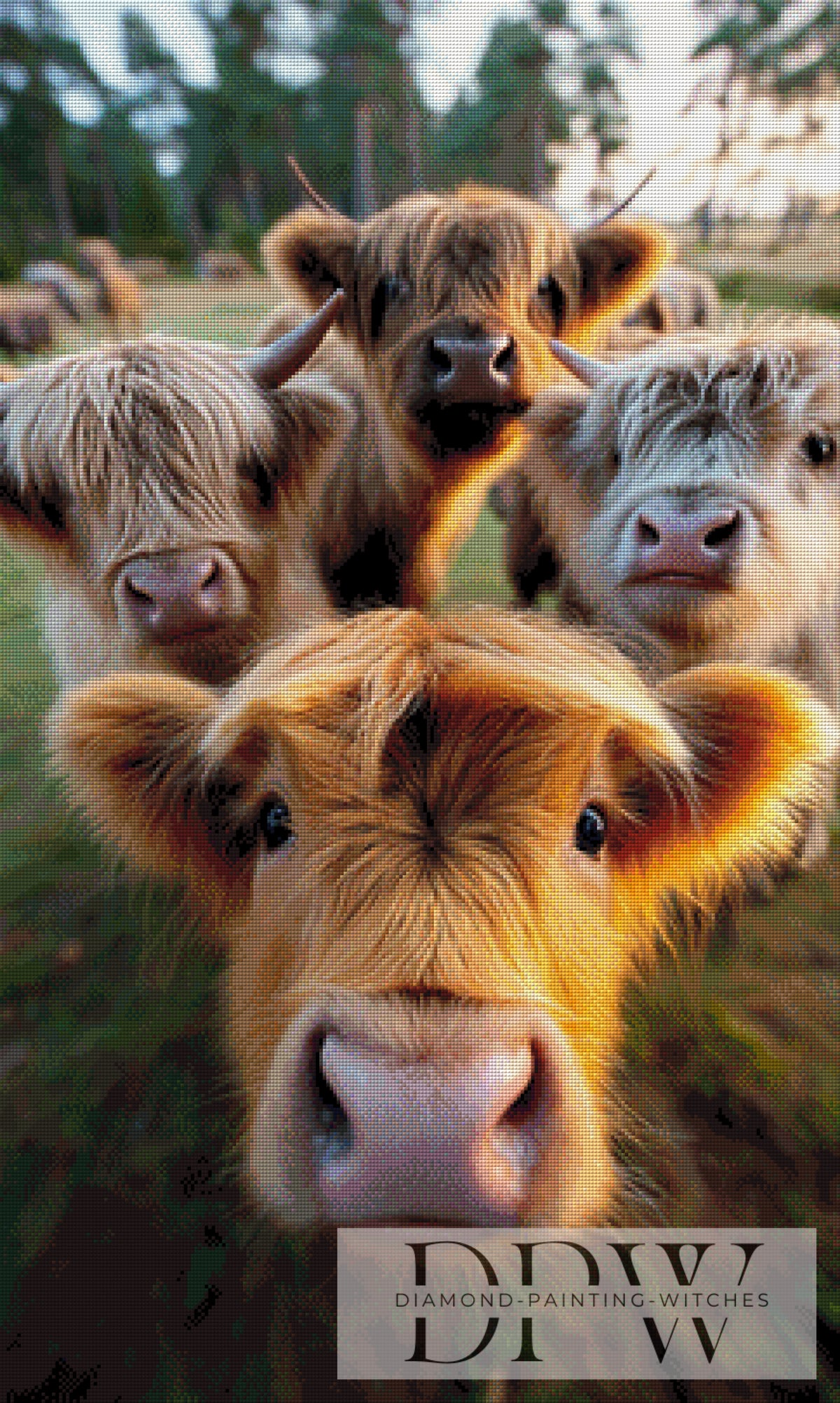 Highland Kuh Quartett by theA.art mit 230 Farben