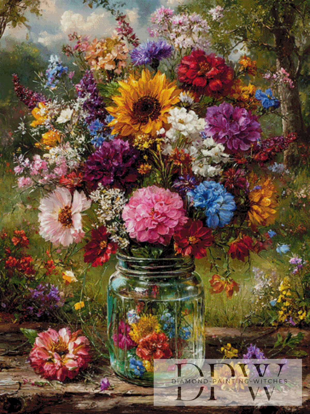 Beautiful floral greeting by moonlight with 400 colors