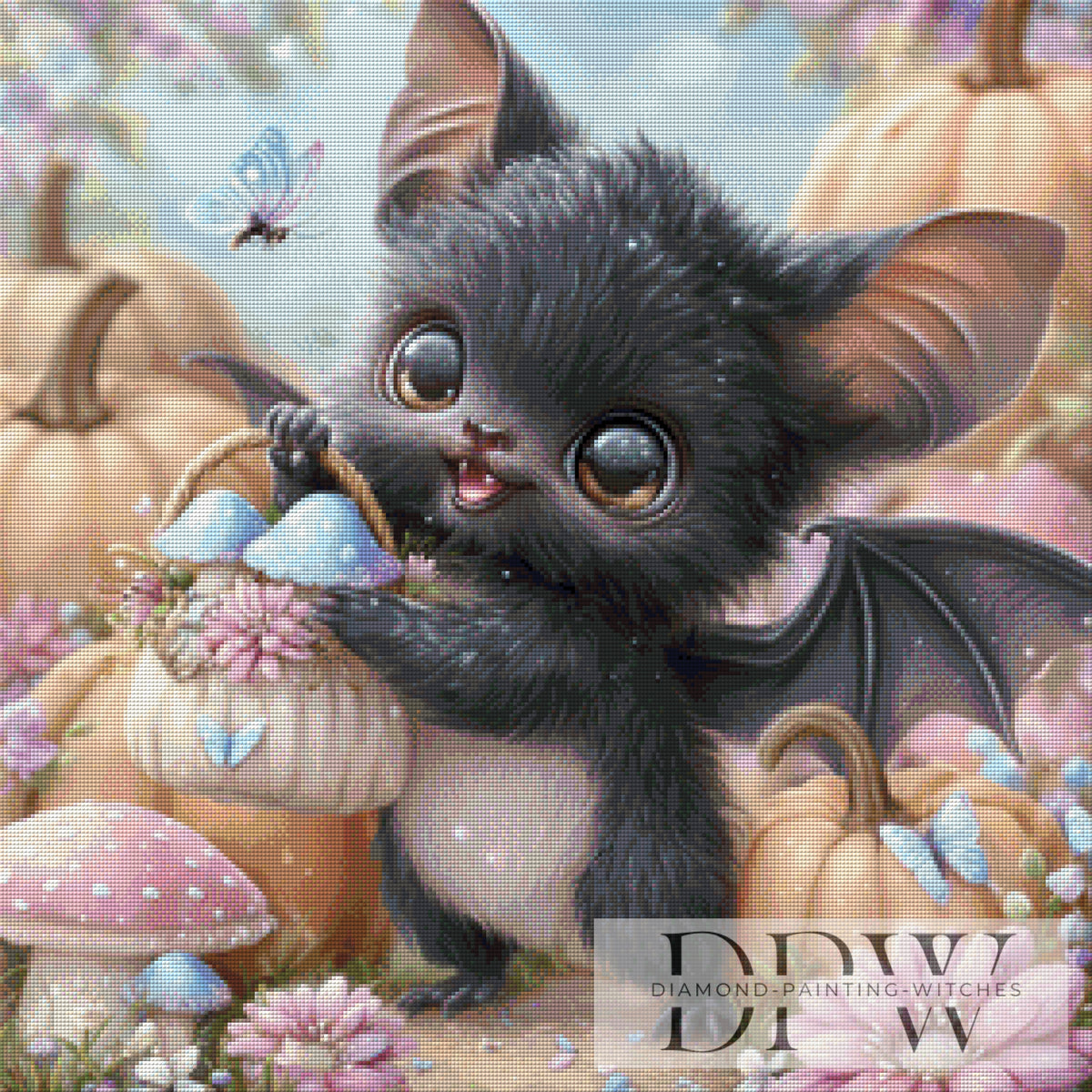 Bat while mushroom picking by Lisa Morgan with 160 colors