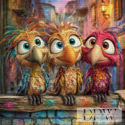 Three little crazy birds by Casalla Vendetta with 360 colors