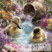 Ducklings in the Fairy Tale Fountain by Lisa Morgan with 280 colors