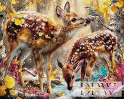 Deer family in the gold of autumn by Lisa Morgan with 340 colors