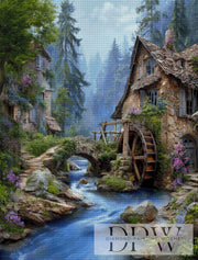 Mill by the Mountain Stream by Maggie with 190 colors