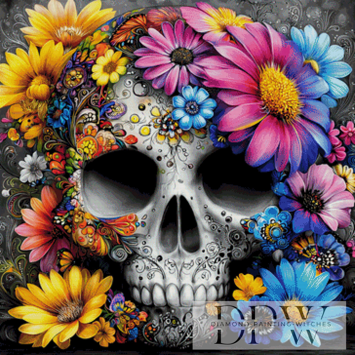 Knallbunter Totenkopf by theA.art mit 370/340 Farben
