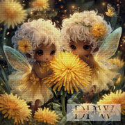 Fairies in a Sea of Dandelions by Lisa Morgan with 190 colors