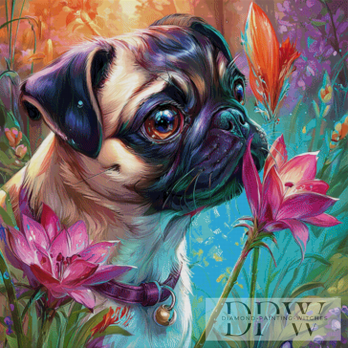 Flowery Pug by Sweet_Loco_AI with 370 colors