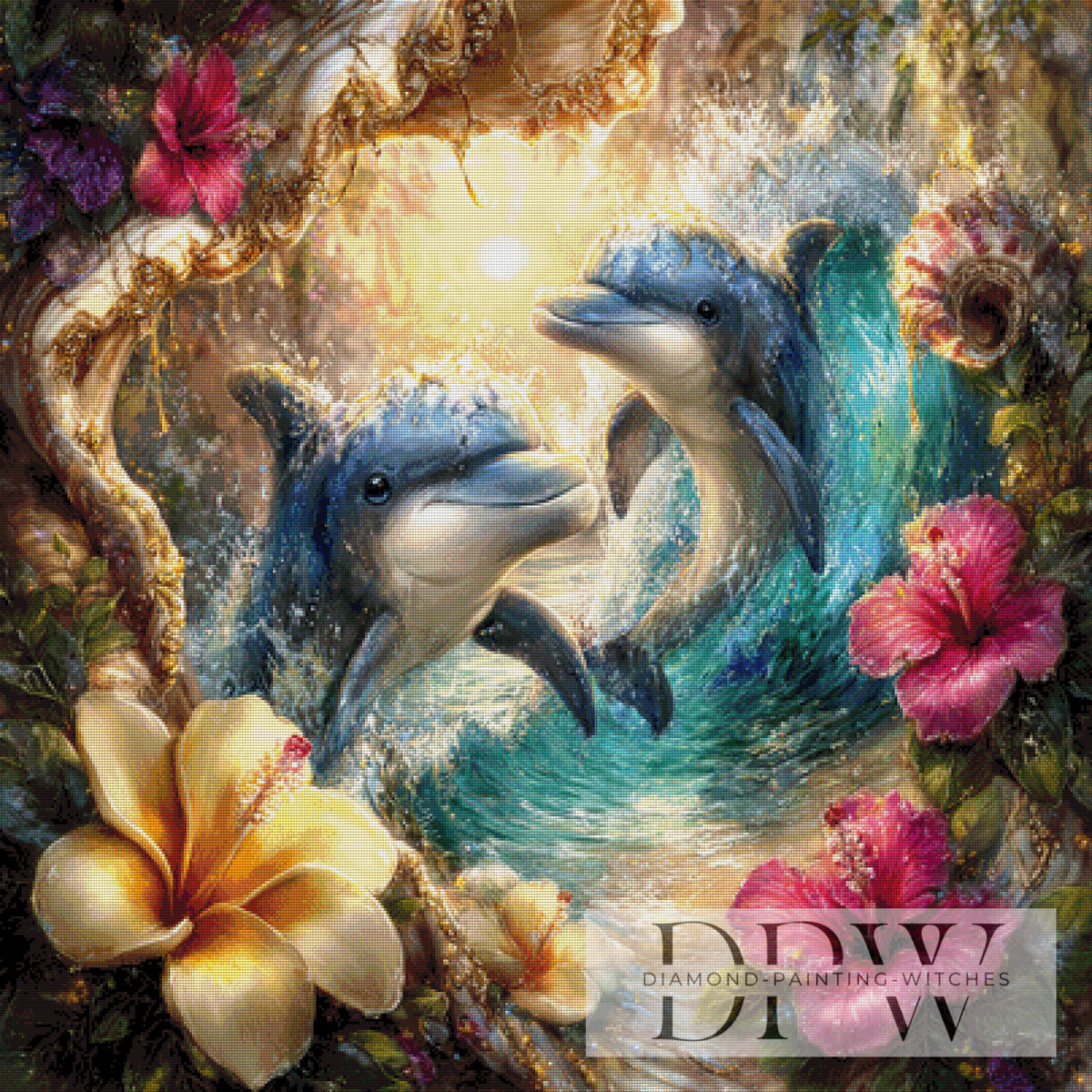 Dolphin Dreams in a Sea of Blossoms I by Lisa Morgan with 370 colors