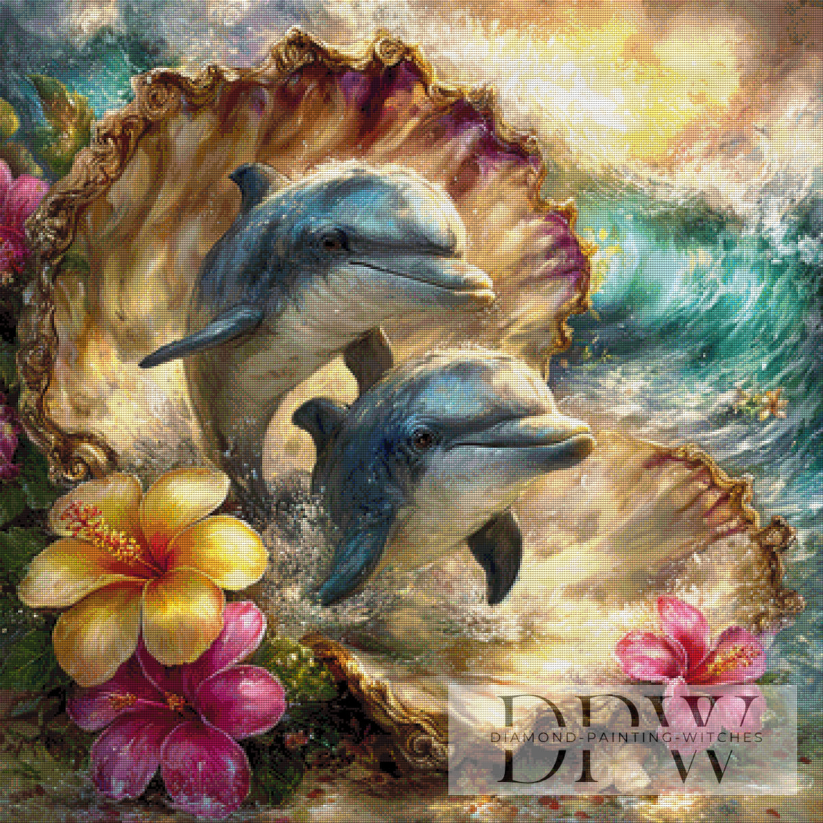 Dolphin Dreams in a Sea of Blossoms III by Lisa Morgan with 320 colors