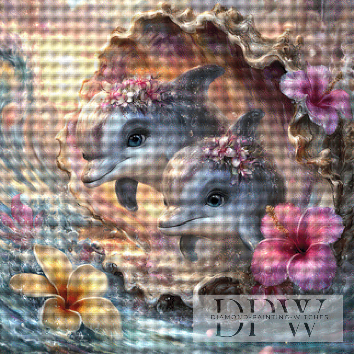 Dolphin Dreams in a Sea of Blossoms IV by Lisa Morgan with 260 colors