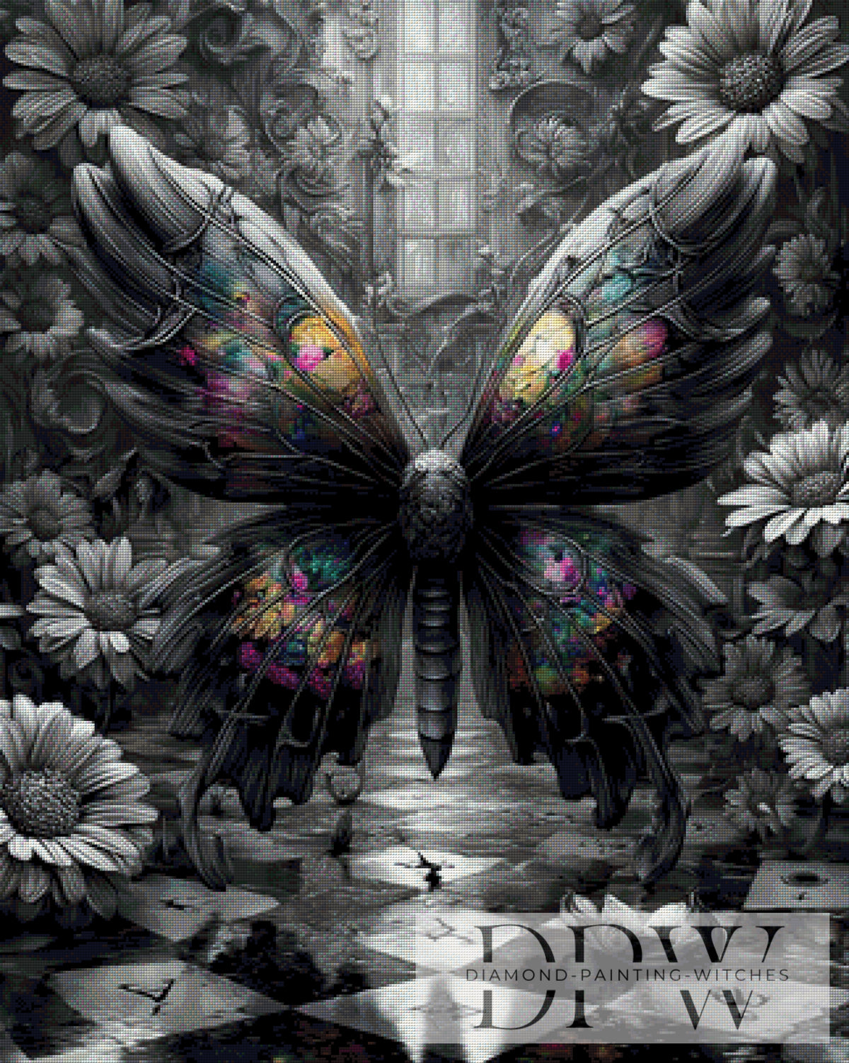 Schmetterling im Grausaal by Elly_A.I. mit 170 Farben