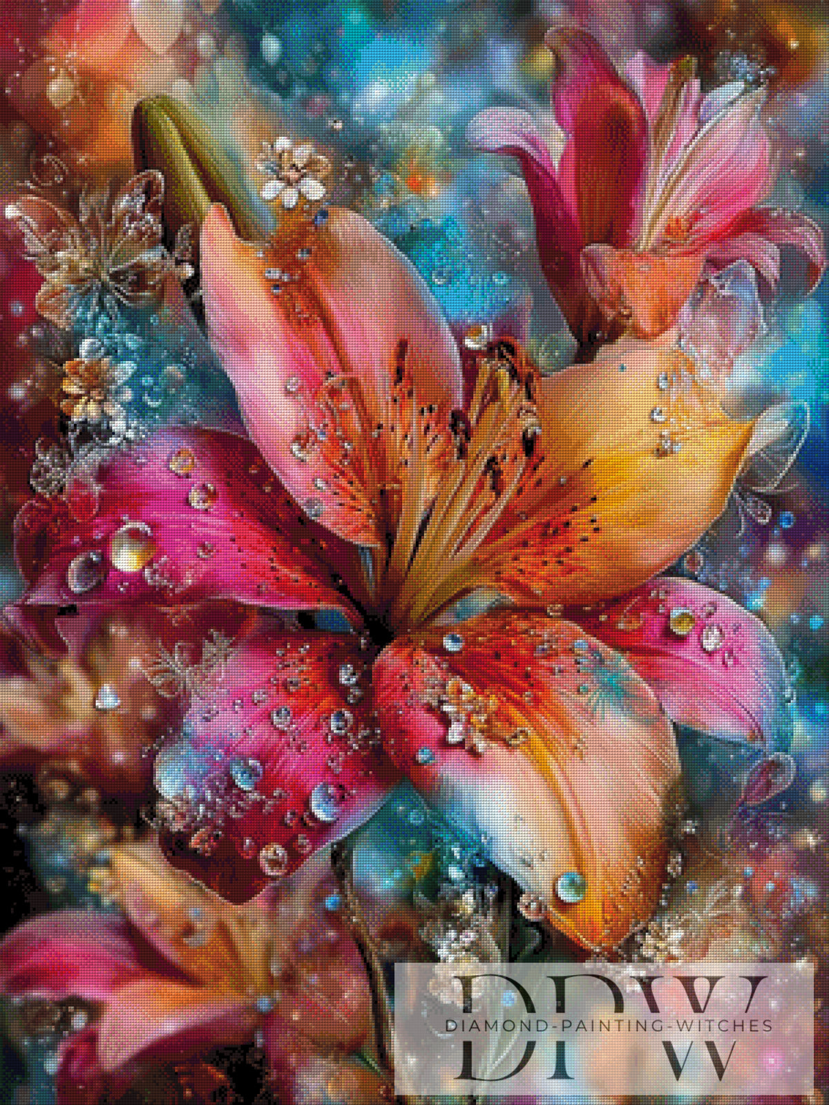 Lilies in a Rain of Light by CleoDora with 380 colors