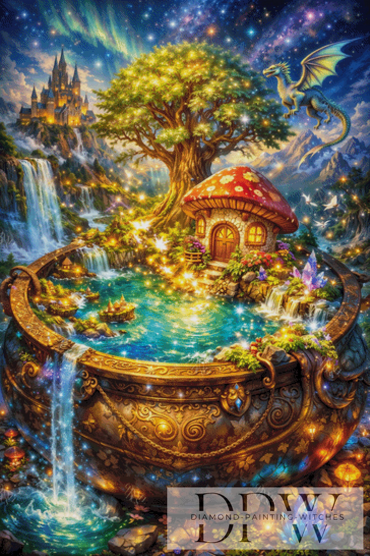 Pixxel Picsによる「Fantasy Welt im Kessel」、370色使用