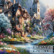 The Village in Blossom Light by ellufija with 350 colors