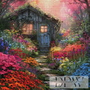 Hut in a Flower Paradise by ellufija with 380 colors