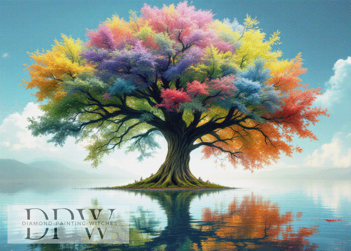 Bunter Baum im See by QN, mit 340 Farben