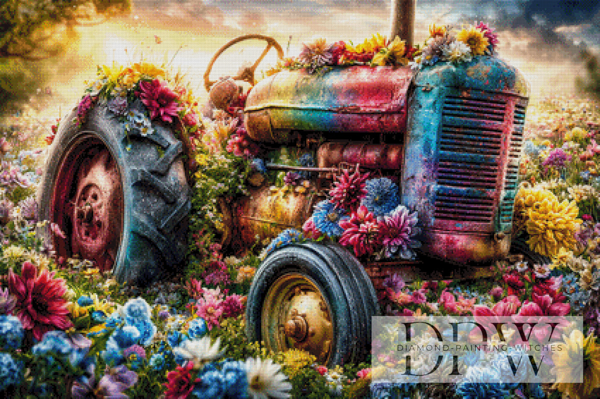 Flower tractor by ellufija with 400 colors