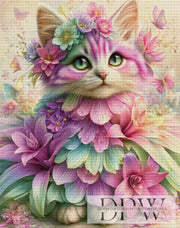Elly_A.I作、290色の花柄ドレスの猫