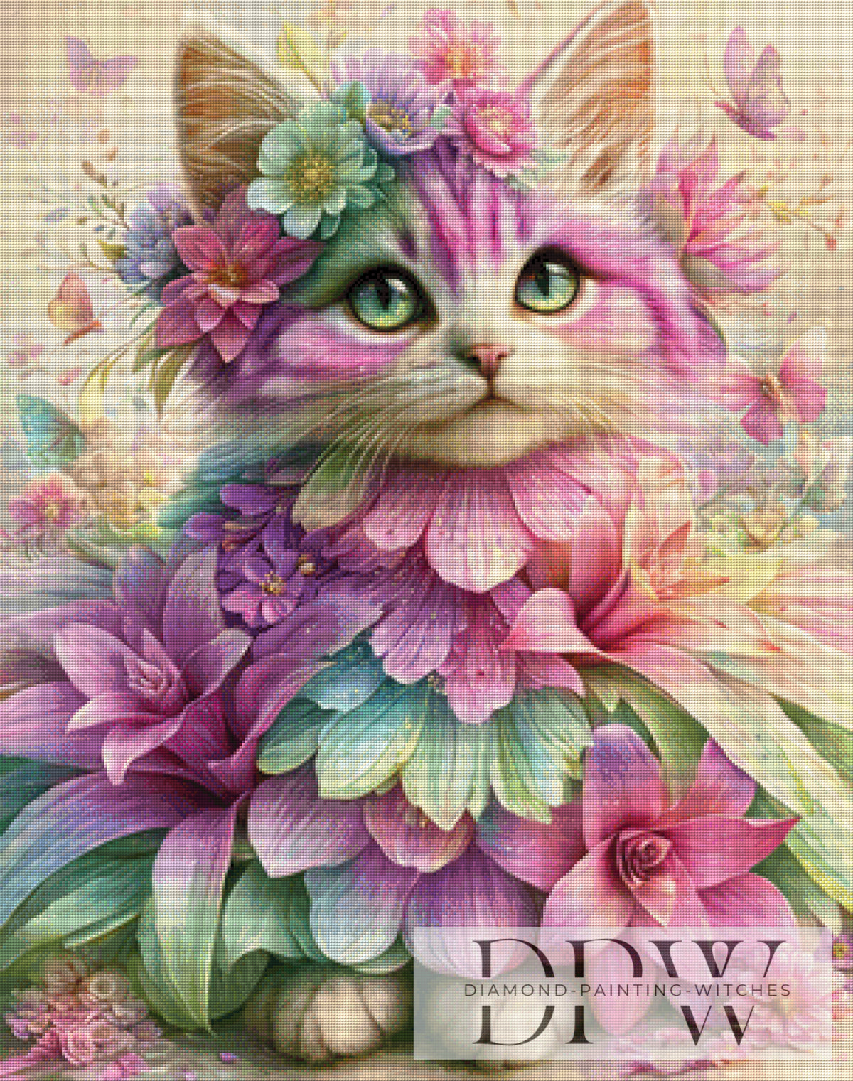 Elly_A.I作、290色の花柄ドレスの猫