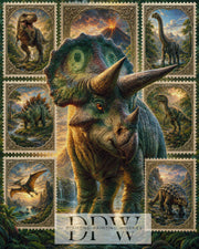 Briefmarken Dinosaurier VI by Elly_A.I  mit 220 Farben