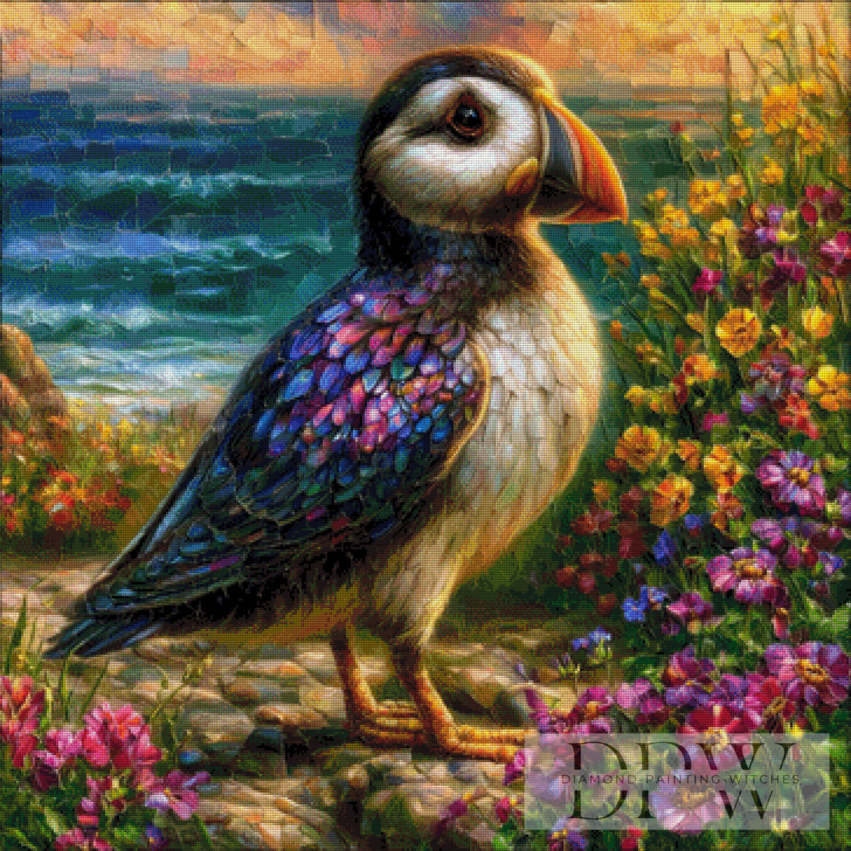 Mosaic Puffin by CreatiVart with 380 colors