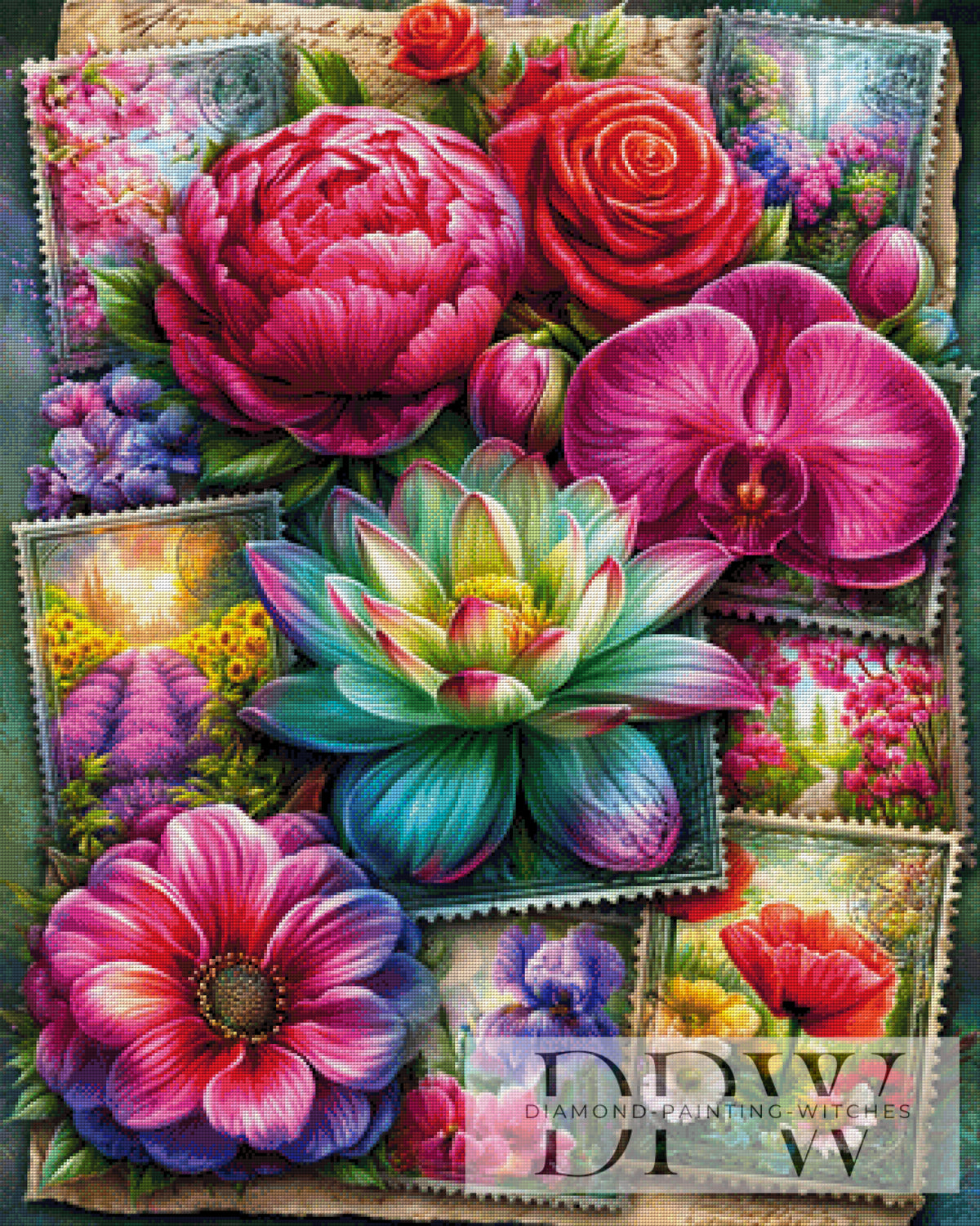 Stamps Flowers by Elly_A.I with 420 colors