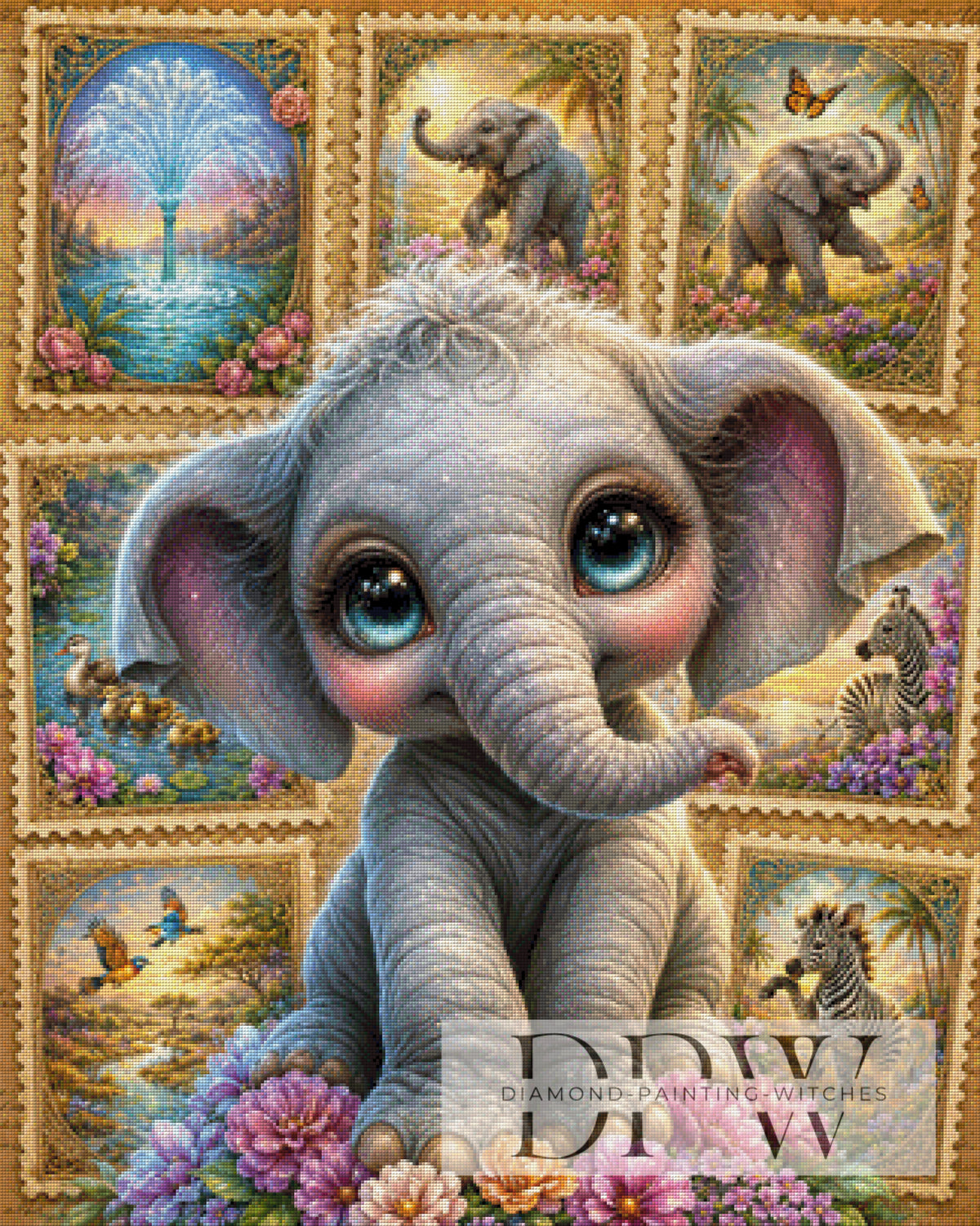 Elephant stamps by Ellys_A.I with 320 colors